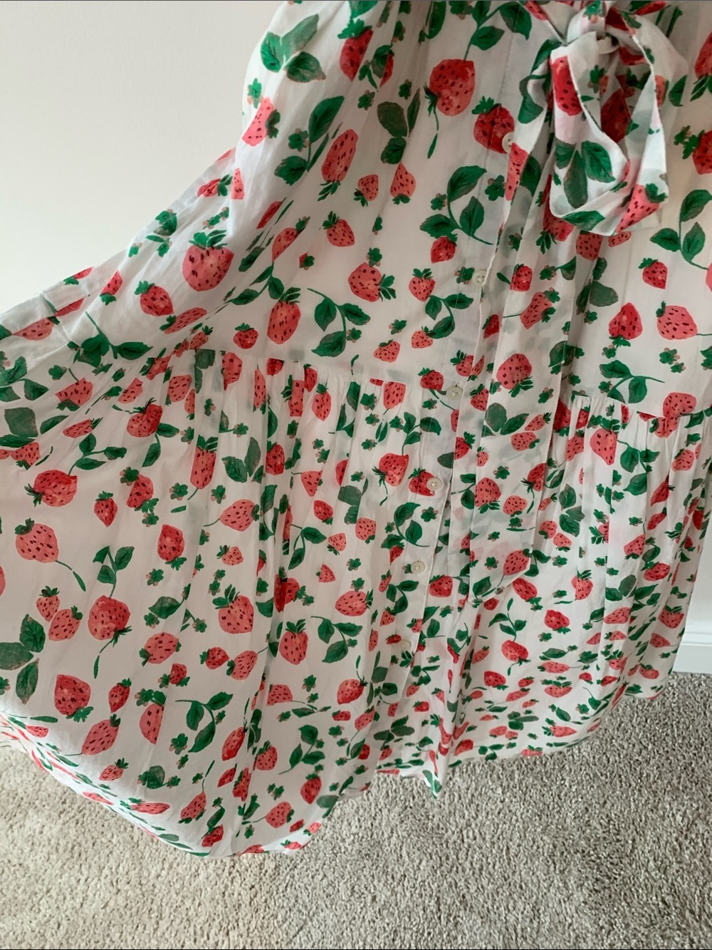 J Crew Sleeveless Collared Midi shirtDress in White Strawberry Print 2 NWT - Picture 6 of 11